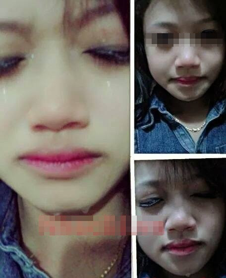 Nữ sinh khóc lóc, chụp ảnh "khoe" lên mạng.