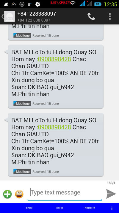 Chỉ cần người dùng trả lời những tin nhắn rác lừa đảo như thế này, ngay lập tức họ đã bị “móc túi”.