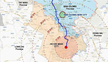 Vị trí thành phố mới BD.