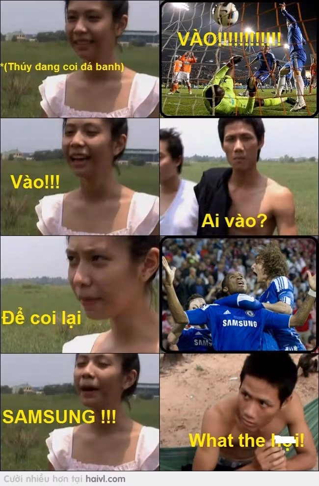 Có vẻ như nàng chỉ quan tâm đến logo in trước ngực cầu thủ.