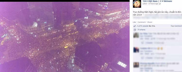 Đường phố Sài Gòn tấp nập trước thời khắc chuyển giao năm mới.