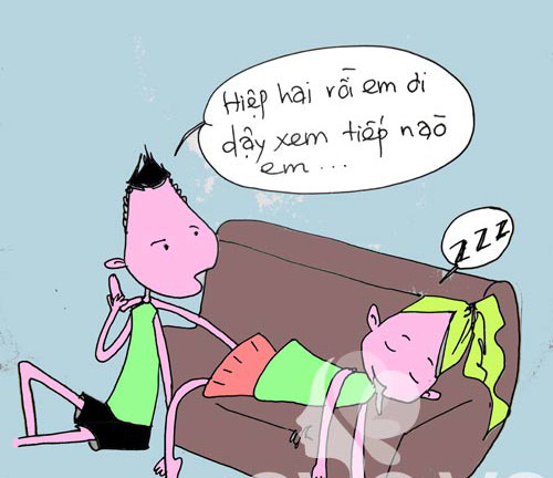 Cố thức để xem nhưng không cưỡng lại được cơn buồn ngủ.