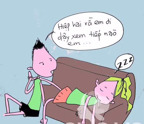 Cố thức để xem nhưng không cưỡng lại được cơn buồn ngủ.