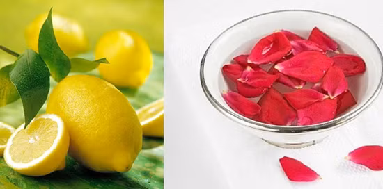 Nước chanh + nước hoa hồng. Áp dụng thoa hỗn hợp này trên mặt, sau đó massage nhẹ nhàng. Tiếp tục để cho da mặt khô trong 15 phút và sau đó áp dụng thoa hỗn hợp này một lần nữa trên những vết sẹo. Lại để cho khô từ 5-10 phút, sau đó rửa lại bằng nước lạnh.