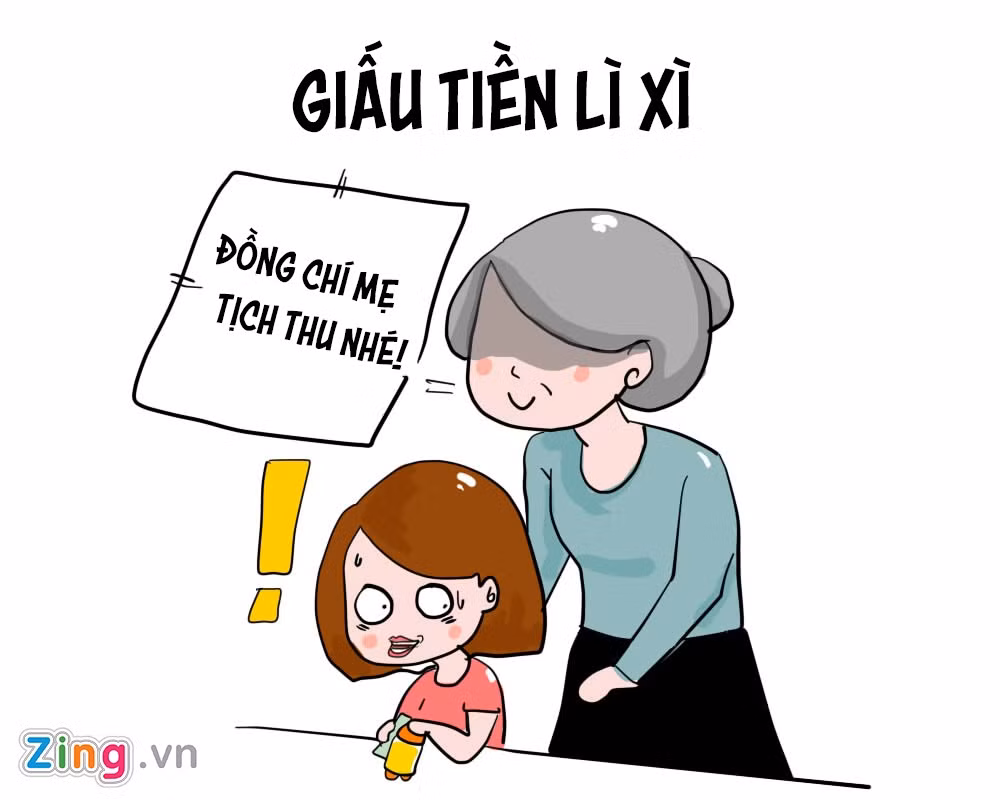 Trẻ em ngày xưa thường cất giấu tiền mừng tuổi ở những nơi bí mật như trong hộc bàn, tủ quần áo để sau Tết lấy tiền mua quà vặt. Nếu không cất kỹ, mẹ phát hiện thì toàn bộ tài sản đó chắc chắn sẽ bị “tịch thu”, chỉ được giữ lại một phần nhỏ.