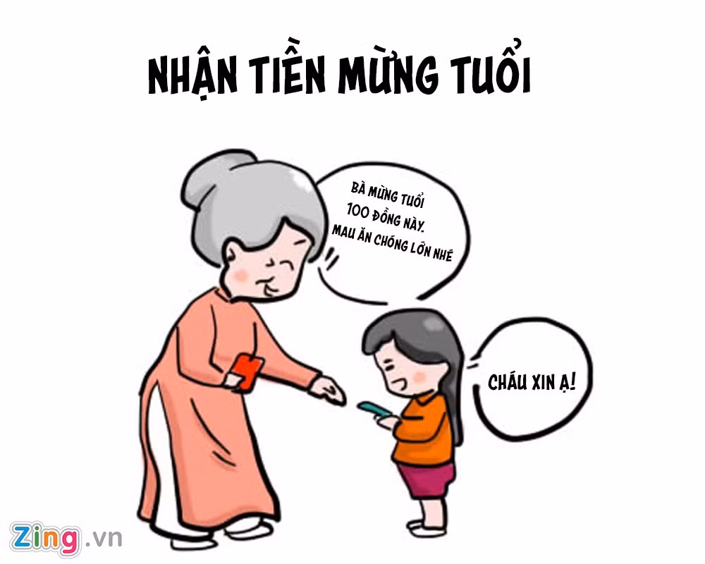 Những năm 1990, người nào làm ăn phát đạt, khấm khá mới lì xì tiền “nghìn” như 2.000, 5.000 đồng, còn bình thường là 100, 200, 500 đồng. Trẻ con thời ấy vào sáng mùng 1 thích có nhiều tờ tiền với đủ màu sắc và đem ra khoe với nhau.