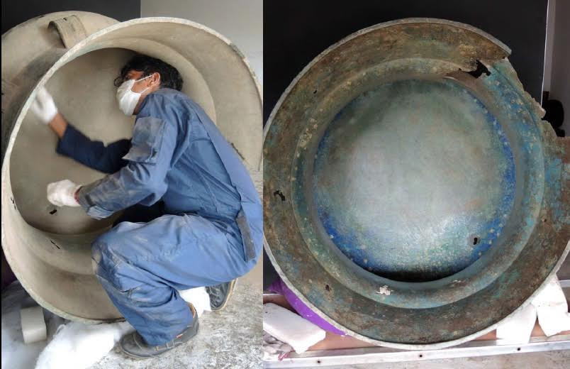 Theo nhà khảo cổ Nuno Vasco Oliveira (Ủy ban Văn hóa Nghệ thuật thuộc Chính phủ Timor Leste), đây là trống đồng Đông Sơn, vốn là một biểu tượng cho văn hóa Đông Sơn (700 trước Công nguyên – 100) của người Việt cổ. Ảnh: TTXVN.