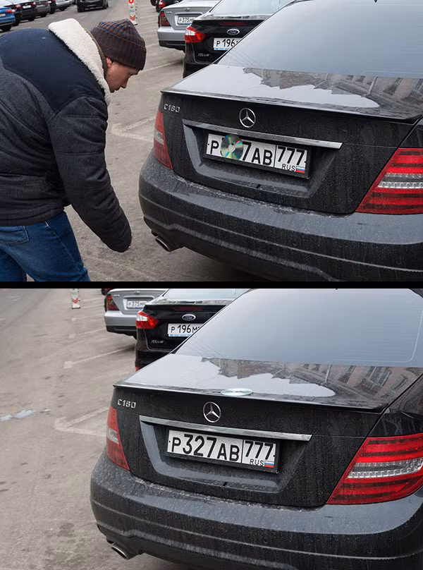 Chủ nhân chiếc Mercedes bị cảnh sát phát hiện khi gài chiếc đĩa CD che đi 1 phần biển số xe.