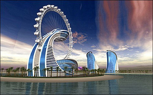 Khách sạn Diamond Ring dự kiến được xây dựng tại Abu Dhabi, UAE sẽ có một vòng đu quay khổng lồ đường kính 185m. Hiện dự án vẫn nằm trên giấy và có ít thông tin về khách sạn này.