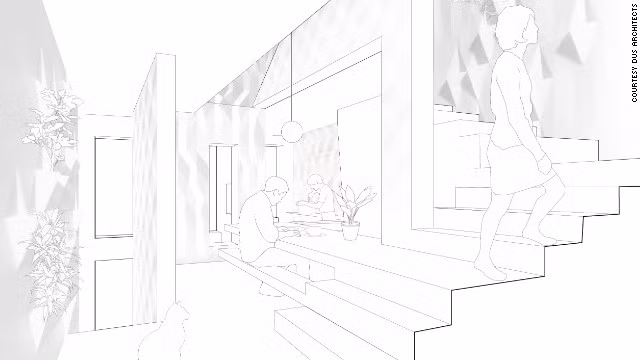 Hoa văn in 3D nổi trên tường nhà gây sự tò mò lớn cho khách tham quan.