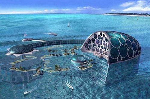 Khu nghỉ dưỡng sinh thái giữa lòng biển tại Dubai do kiến trúc sư Joachim Hauser và Giáo sư Roland Dieterle thiết kế với một trạm mặt đất, một đường hầm kết nối và khách sạn dưới nước. Chi phí xây dựng ước tính lên tới 300 triệu USD.