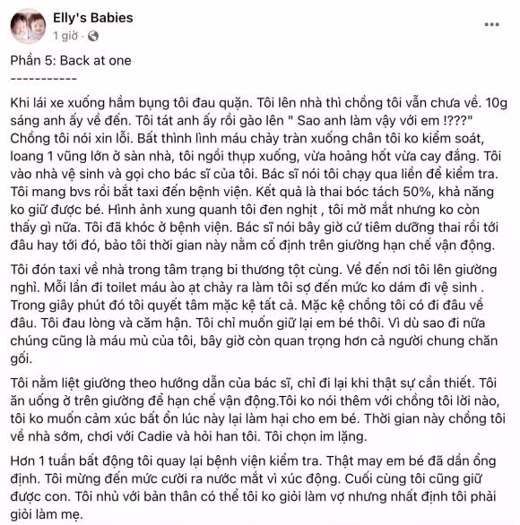 Elly Tran suyt say thai con thu 2 khi phat hien chong ngoai tinh