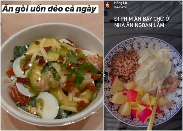 hế độ ăn uống của Minh Hằng cực kỳ lành mạnh. Người đẹp thường xuyên chia sẻ hình ảnh ăn salad, trái cây với khẩu phần ít ỏi.