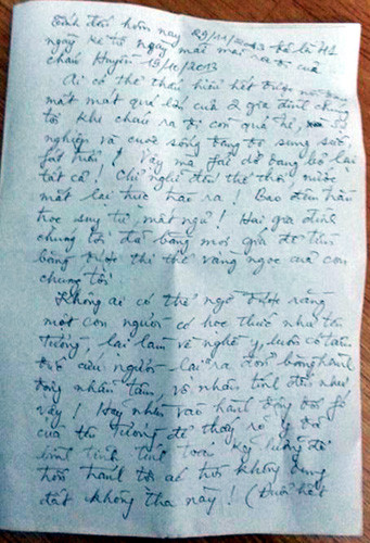 Bức thư của ông Viễn viết dự định gửi Bộ trưởng Y tế.