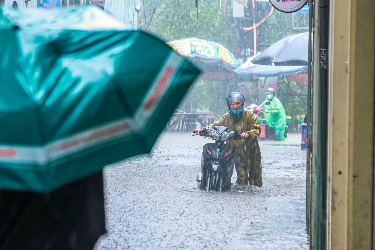 Trận mưa khiến nhiều tuyến phố ngập sâu. Các tuyến đường, phố rơi vào tình trạng ngập sâu gồm: Võ Chí Công, phố đi bộ Trịnh Công Sơn, Nhật Tảo, Âu Cơ, Hoàng Minh Thảo...