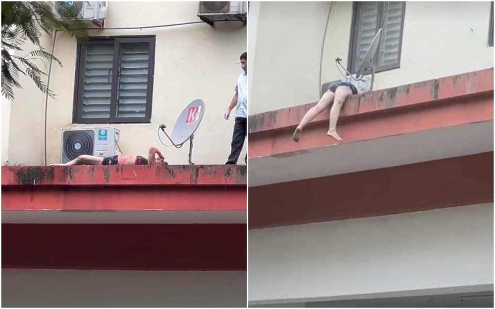 Mot nguoi phu nu o Ha Noi bi thuong khi roi tu tang 5 chung cu xuong tang 1