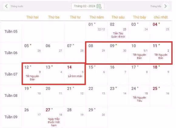 Tet Nguyen dan 2024 duoc nghi bao nhieu ngay?