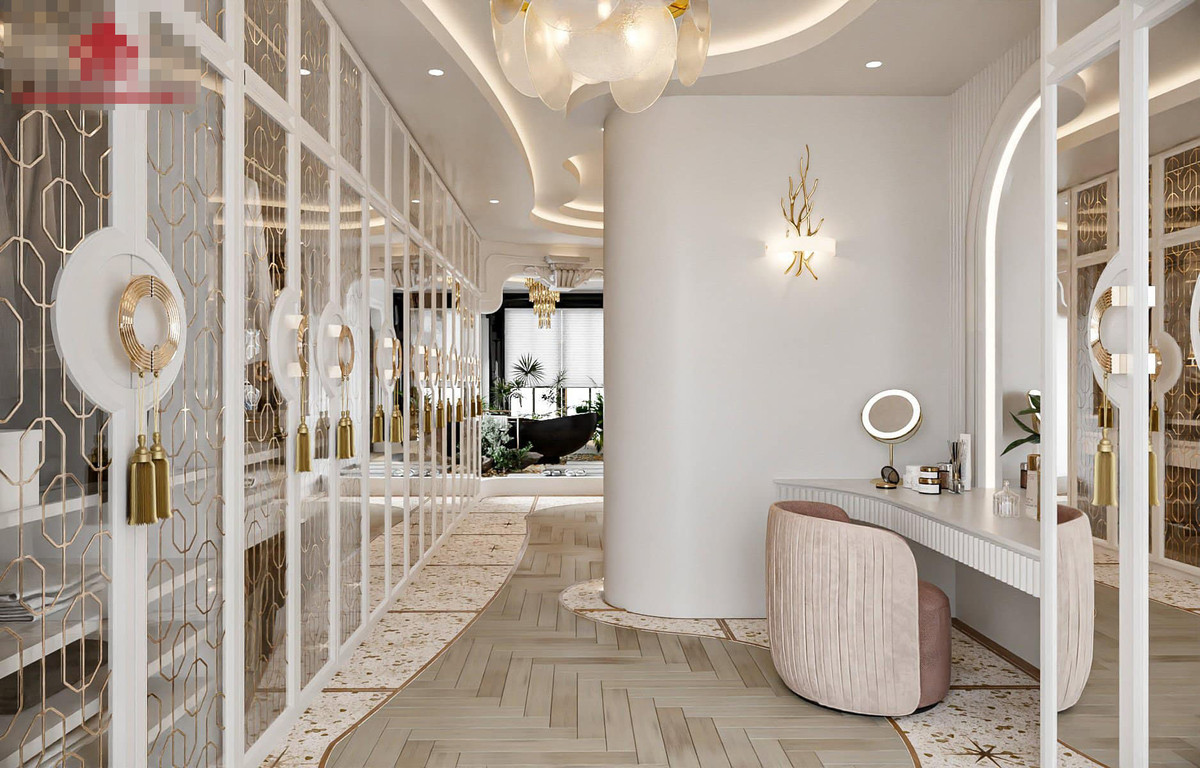 Phòng thay đồ thể hiện đẳng cấp của gia chủ, nơi đây sẽ trưng bày những món đồ, phụ kiện và trang phục hàng hiệu đắt đỏ.