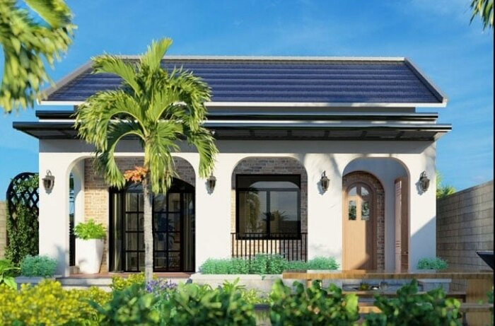 Ngôi nhà nổi bật với sự kết hợp hài hòa giữa phong cách thiết kế cổ điển châu Á và phong cách hiện đại của châu Âu. Các khung vòm nối liền giữa các trụ cột nhà mang hơi hướng Địa Trung Hải là điểm nhấn. (Ảnh: Datthu)