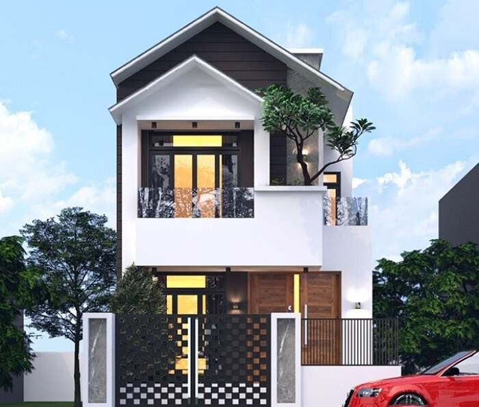 Nhà ống mái thái là loại hình nhà ở phổ biến ở Việt Nam những năm gần đây. Dù là nhà ống, nhưng không hề bí bách và ngột ngạt do phối vị trí khéo léo. (Ảnh: Nhadepktv)