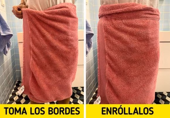 Quấn khăn quanh eo, cuộn tròn hai đầu khăn mới là cách làm đúng.