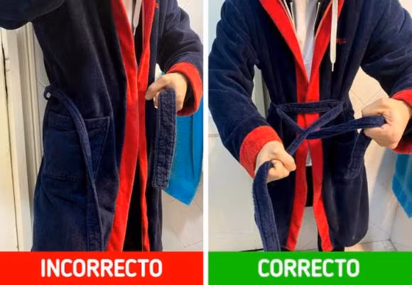 Để làm cho chiếc áo choàng tắm của bạn vừa vặn hơn, hãy đặt dây thắt lưng ở phía trước thay vì phía sau.