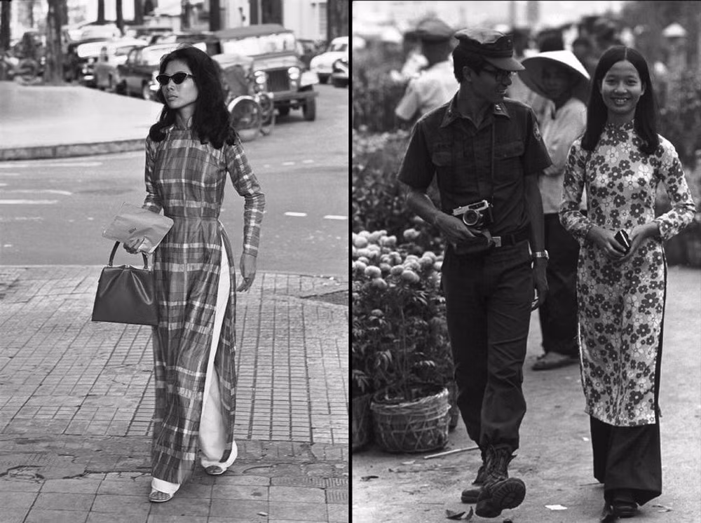 Những tà áo dài trên đường phố Sài Gòn, 1963. Ảnh: René Burri