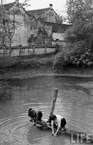 Giặt giũ ở cầu ao.