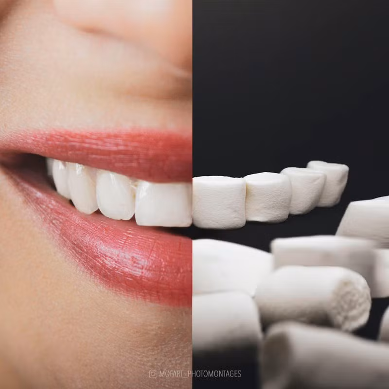 Hàm răng được tạo thành từ những viên kẹo Marshmallow đều nhau.