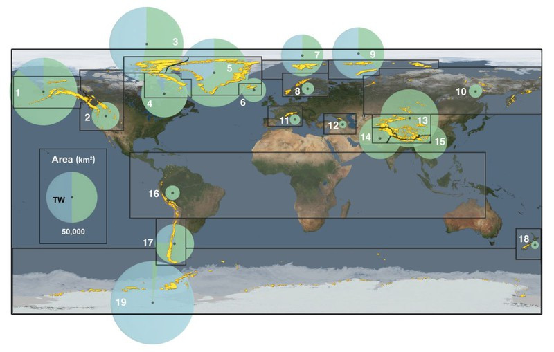 Theo Antarctic Glaciers - một nhóm nghiên cứu về những dòng sông băng, có khoảng 198.000 sông băng bao phủ gần 1,2 triệu km vuông trên hành tinh. Chúng cũng bao phủ khoảng 10% khu vực đất liền của Trái Đất.