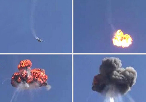 Trực thăng quân chính phủ nổ tung sau khi trúng đạn quân nổi dậy Syria.