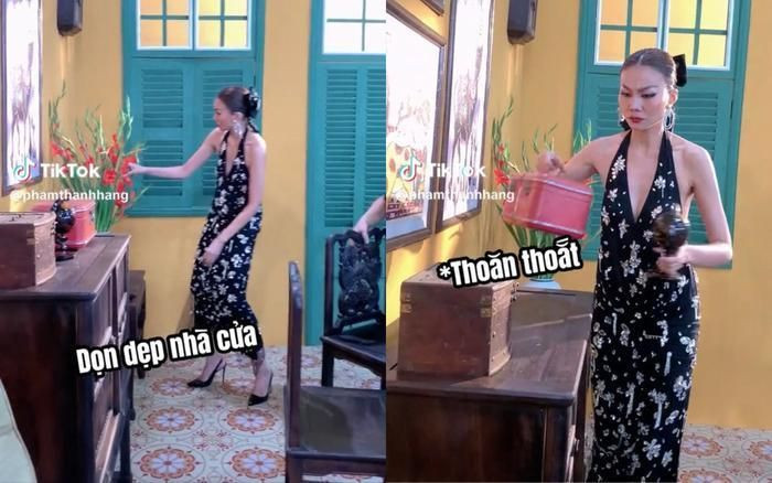 Thanh Hang tuong tuong canh ve nha chong, dung chuan nu cong gia chanh