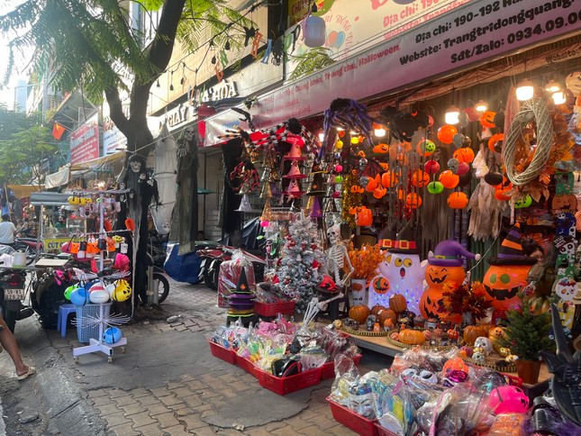 Dọc tuyến đường Hải Thượng Lãn Ông (Q. 5, TP. HCM) các cửa hàng kinh doanh sản phẩm hóa trang, trang trí cho Halloween thưa vắng khách đi mua sắm so với thời điểm này những năm trước.