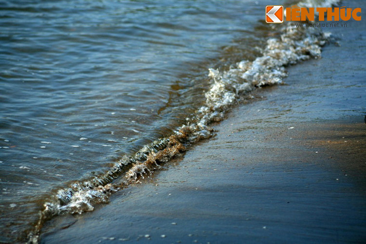 Đặc biệt, cát biển Mũi Nai có màu nâu sậm, khi những làn sóng chồm lên quyện vào cát, một màu đen nhánh hiện lên thật lạ lùng.