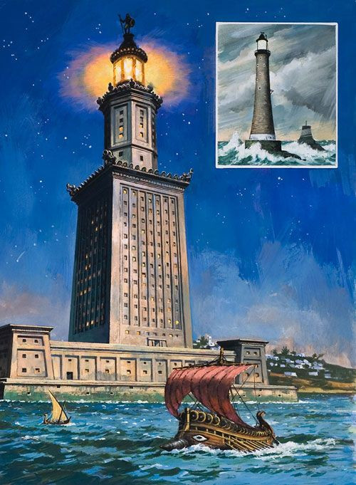 Đỉnh của hải đăng có đặt một tấm gương phản chiếu ánh mặt trời vào ban ngày; hay một ngọn lửa vào ban đêm. Tương truyền, chiếc gương có độ phản chiếu xa tới 50km ở ngoài khơi.