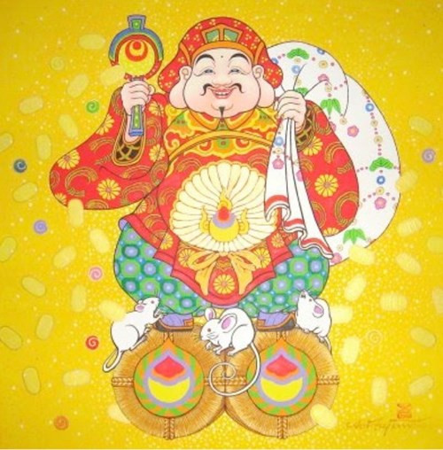 6. Đại Hắc Thiên (Daikokuten) là hiện thân của thần Ấn Độ Mahakala, vị thần của giàu có, rất được những người làm nghề buôn bán sùng kính.