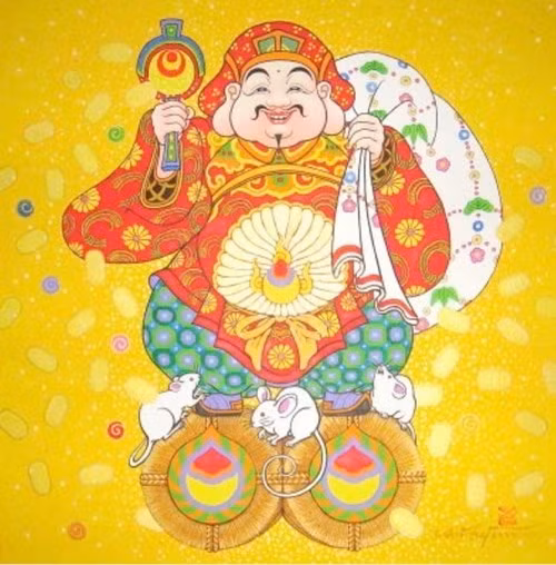 6. Đại Hắc Thiên (Daikokuten) là hiện thân của thần Ấn Độ Mahakala, vị thần của giàu có, rất được những người làm nghề buôn bán sùng kính.