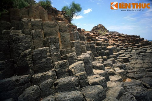 Có trụ thẳng đứng, có trụ nghiêng, nhưng tất cả đều chồng chất tầng tầng trông như chồng bát đĩa đã tạo nên tên gọi Gành Đá Đĩa.