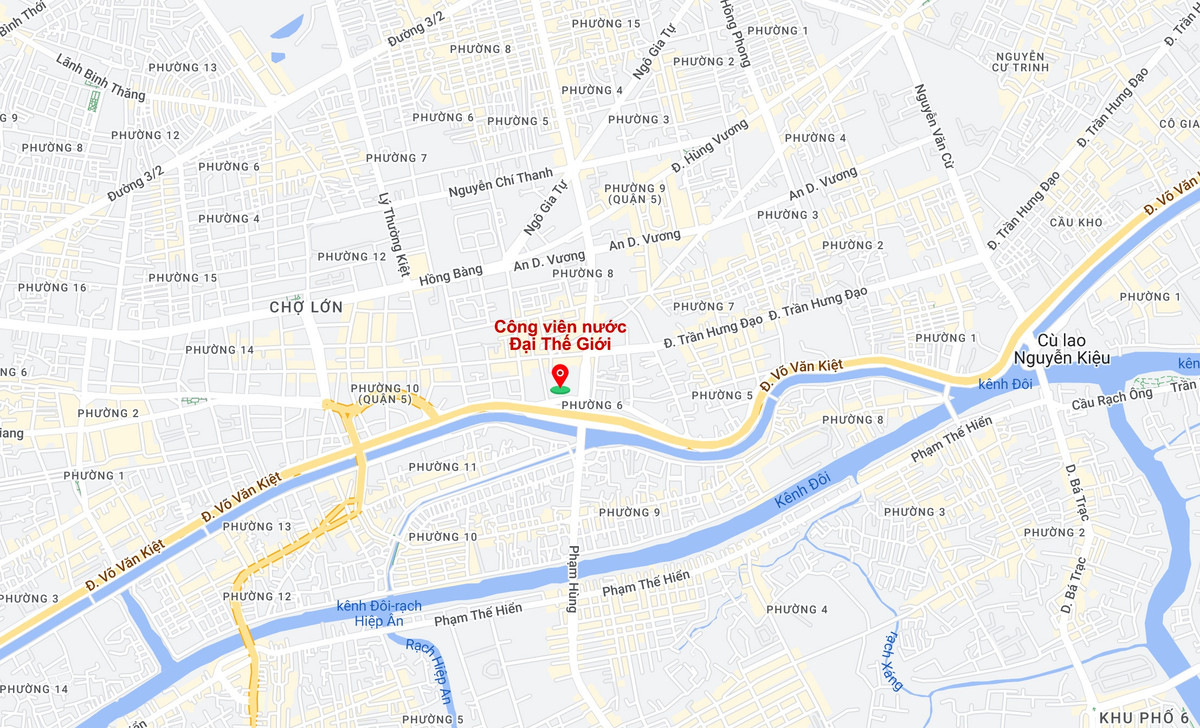 Vị trí công viên nước Đại Thế Giới. Ảnh: Google Maps.