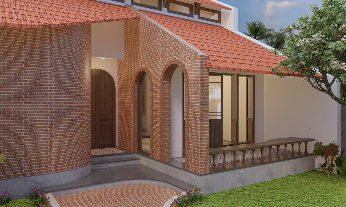 ‘Giấc mơ trưa’ trong ngôi nhà gạch đỏ, mái nhấp nhô giữa nền trời xanh thẳm ảnh 2