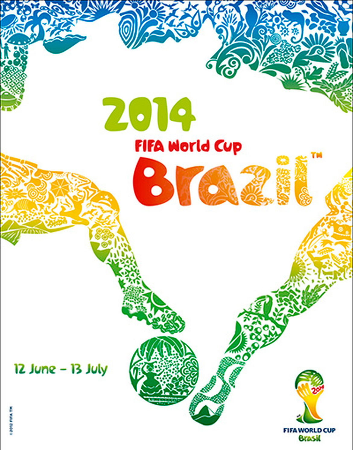 Poster World Cup Brazil 2014 tràn đầy màu sắc và hình ảnh của xứ sở nhiệt đới Nam Mỹ. Ảnh: FIFA.