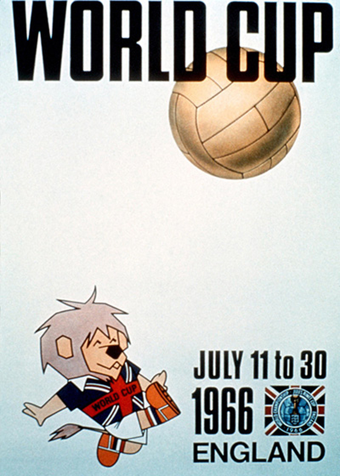 Poster World Cup Anh 1966 có điểm nhấn là chú sư tử Willie, linh vật chính thức của kỳ World Cup này. Ảnh: FIFA.