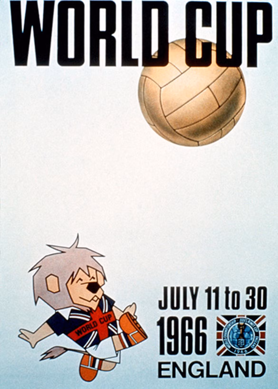 Poster World Cup Anh 1966 có điểm nhấn là chú sư tử Willie, linh vật chính thức của kỳ World Cup này. Ảnh: FIFA.