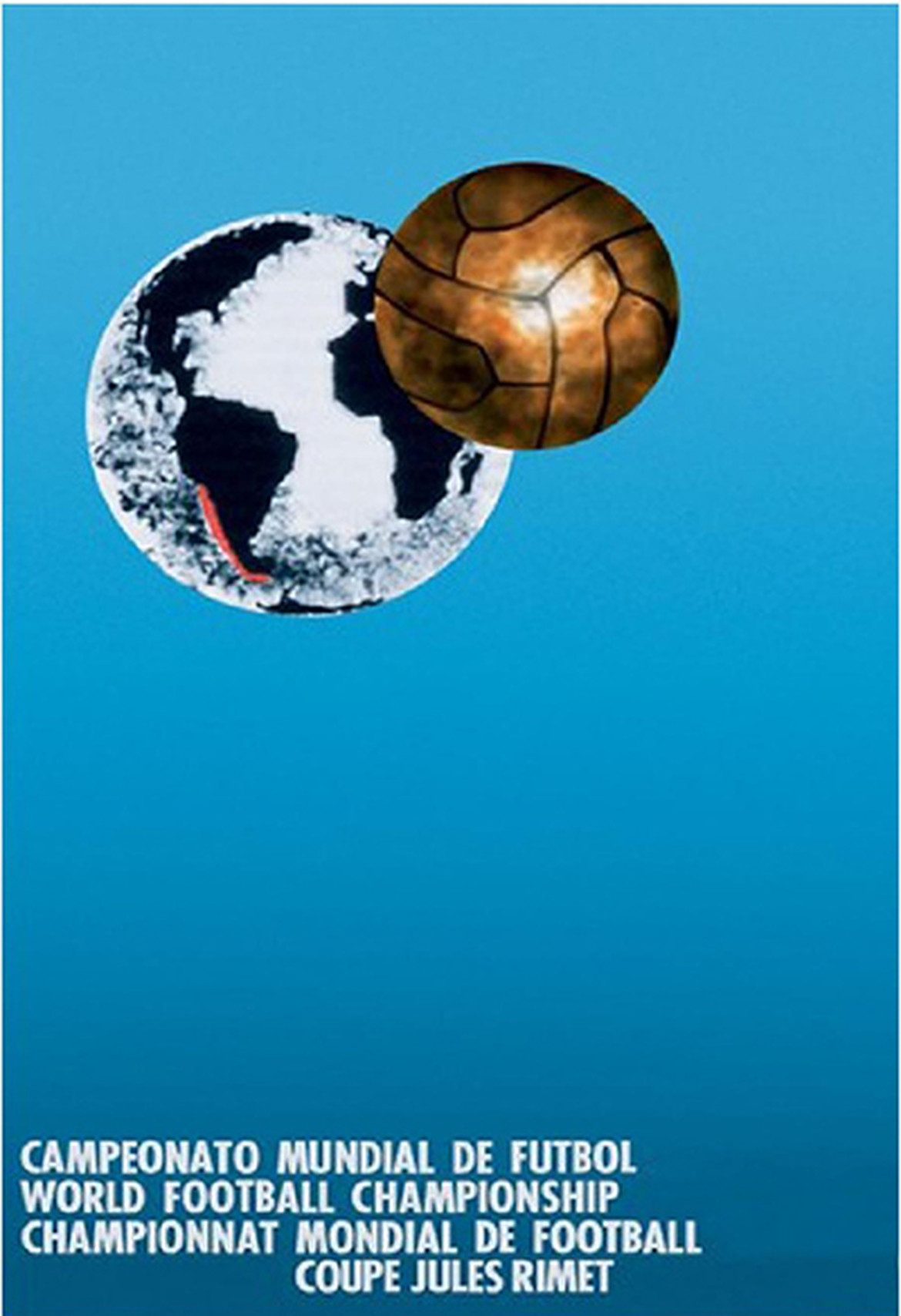 Poster World Cup Chile 1962 thể hiện trái bóng như một vệ tinh xoay quanh trái đất khi nhìn từ vũ trụ. Ảnh: FIFA.