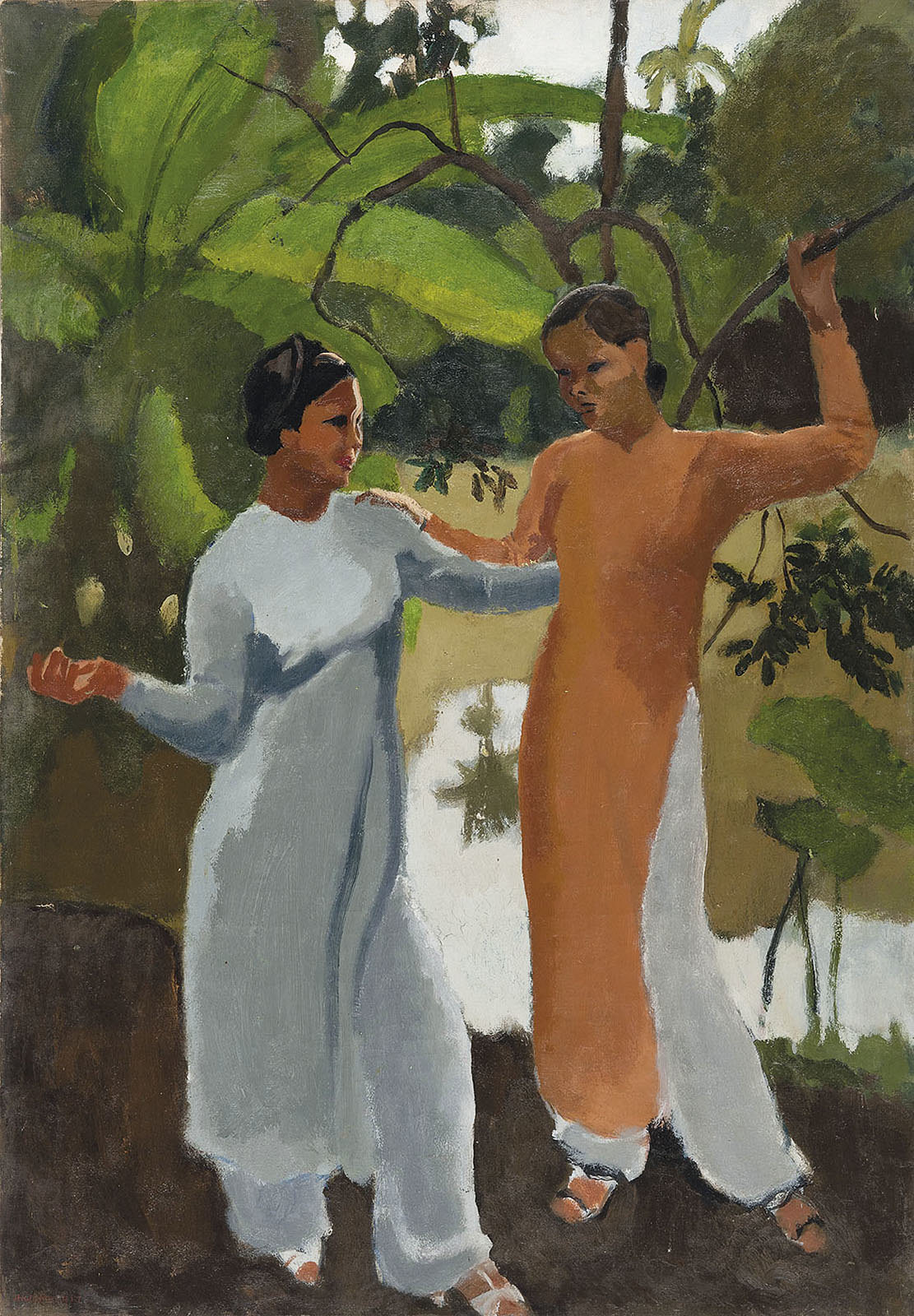 "Hai cô gái Việt Nam trong một khung cảnh".