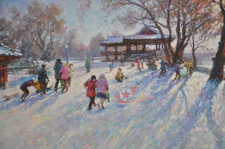 Buổi sáng ở Mangyongdae. Họa sĩ: Uhm Seung Kwon.