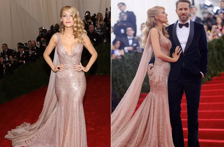 Blake Lively lộng lẫy trong chiếc váy Gucci khi tham dự một sự kiện hồi tháng 5. Vẻ ngoài của cô được hoàn thiện bởi bộ nữ trang Lorraine Schwartz và đôi giày Gucci.