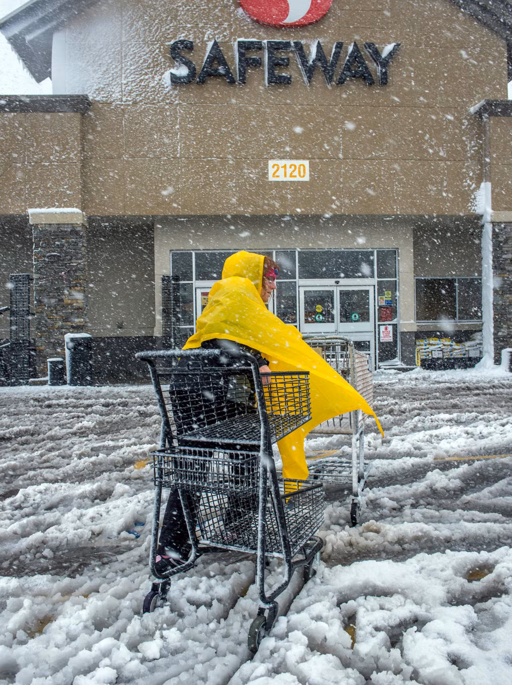 Cô Mari Haven, một cư dân ở thành phố Rapid, vật lộn trong cơn bão tuyết. Trận bão tuyết bất thường dữ dội đã đổ bộ vào nhiều vùng của Wyoming và South Dakoa hôm 5/10.