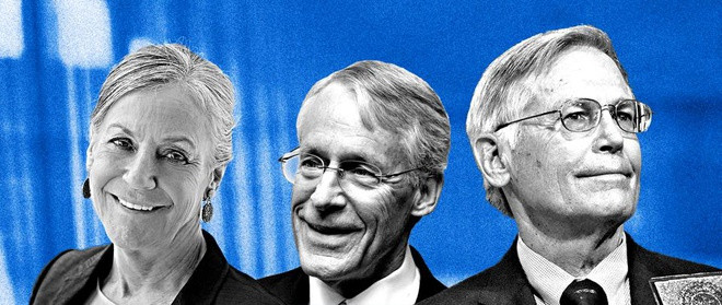  7. Alice Walton, Jim Walton, Rob Walton (Tài sản tăng thêm từ 3/11/2016: 33 tỷ USD và + 32 tỷ USD): Ba anh em nhà Walton, những người thừa kế đế chế bán lẻ Walmart từ cha Sam Walton, đều tăng gấp đôi trong 4 năm nhiệm kỳ của Tổng thống Trump. Trong đại dịch Covid-19, doanh thu bán hàng trực tuyến của Walmart cũng tăng mạnh. 4 năm qua, giá cổ phiếu Walmart đã tăng 105%, đưa tài sản của Alice Walton, Jim Walton, Rob Walton tăng lên lần lượt l67 tỷ USD, 66 tỷ USD và 66 tỷ USD.