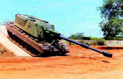 Bhim dùng khung gầm cơ sở xe tăng Arjun và tháp pháo T6.